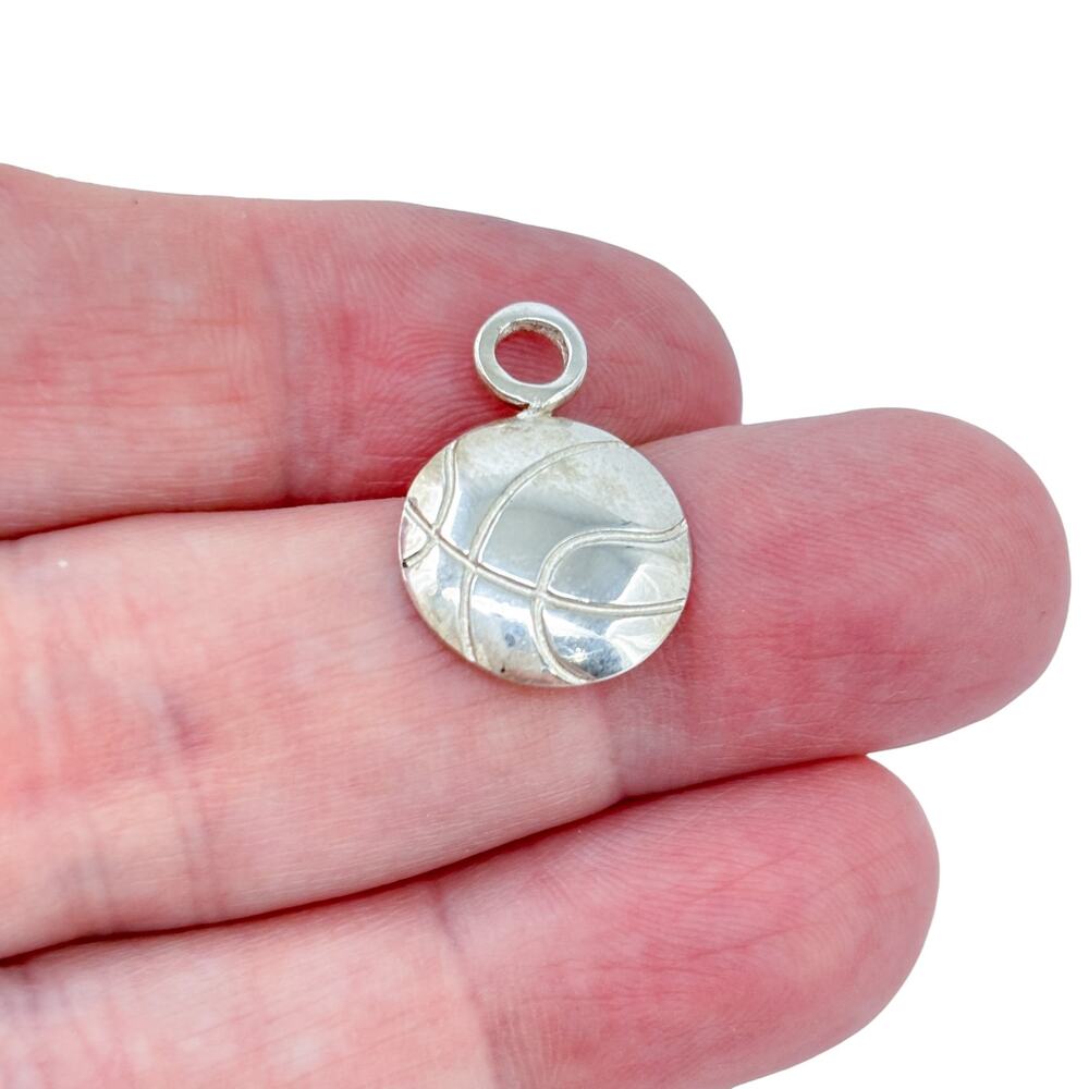 Vintage Sterling Silver 925 Basketball Sports Charm Pendant
